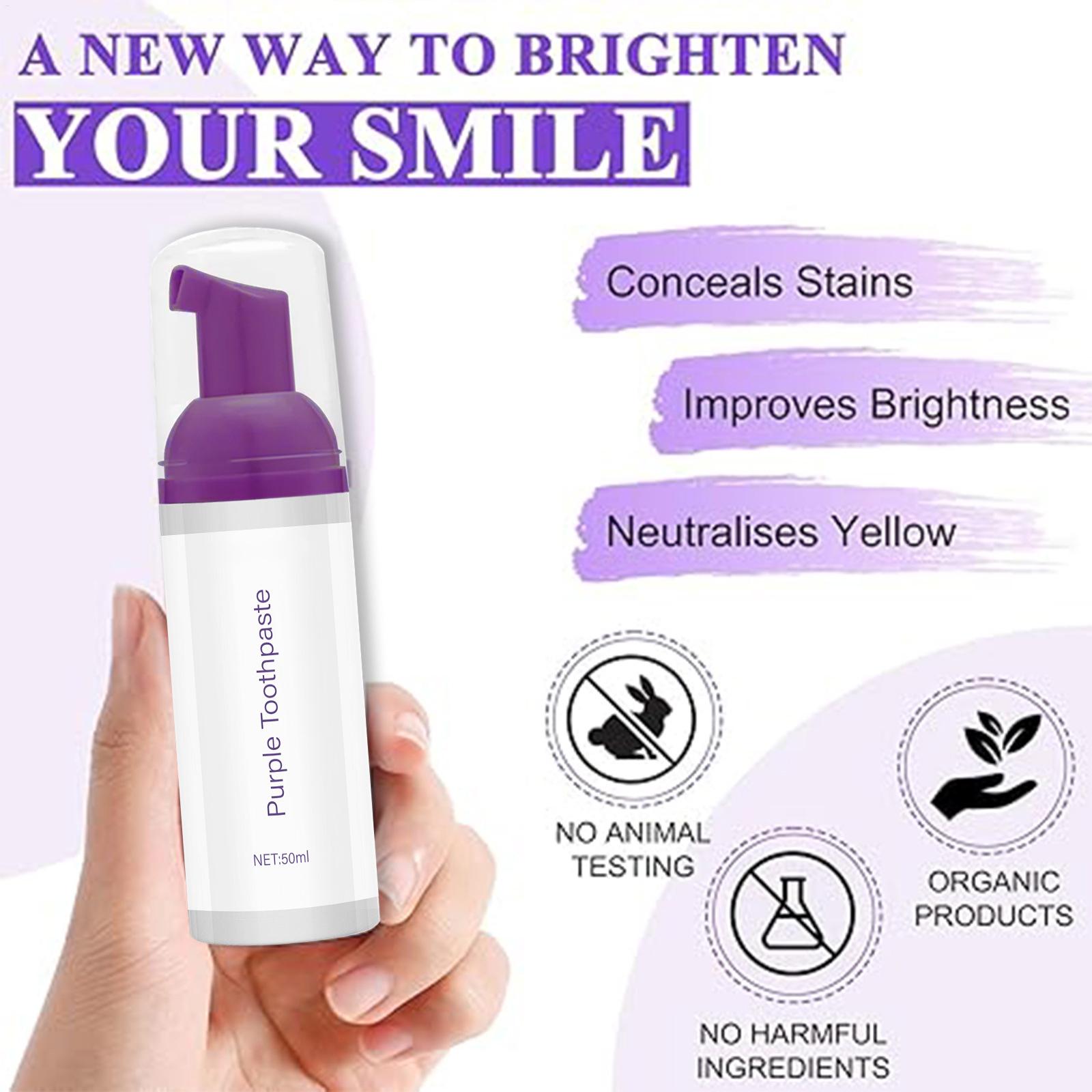 50 мл фиолетовой отбеливающей  – обзор и цена Teeth Whitening Foam Toothpaste