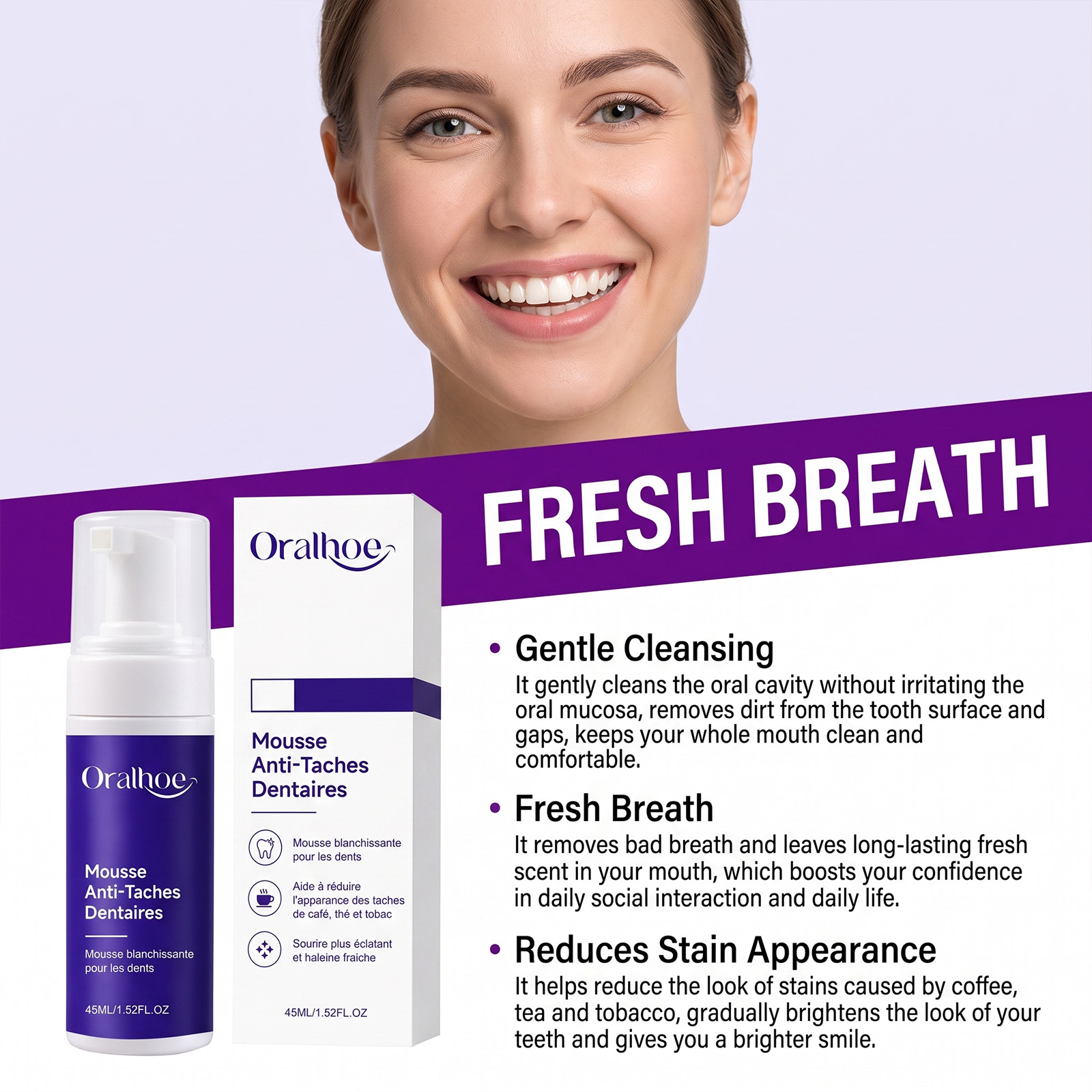 Фиолетовая зубная паста-мусс:  – обзор и цена Teeth Whitening Foam Toothpaste
